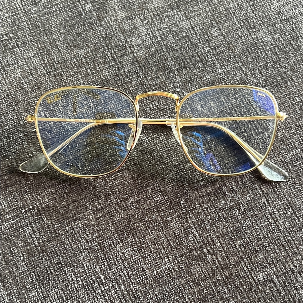 Ray Ban Gold Frame Glasses with Blue Light Lenses